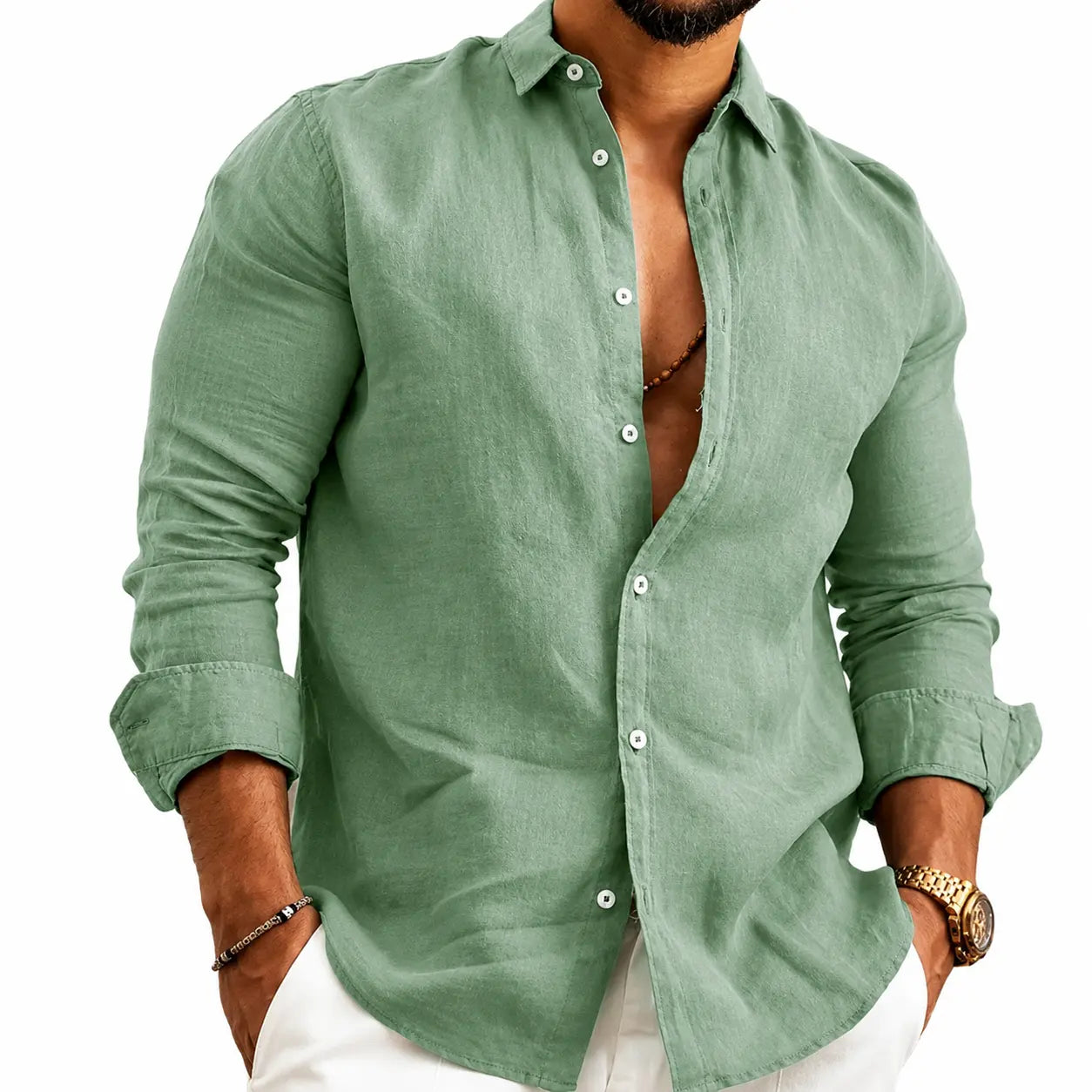 (PAGUE 1 LEVE 2) Camisa de Linho Premium Masculina + BRINDE