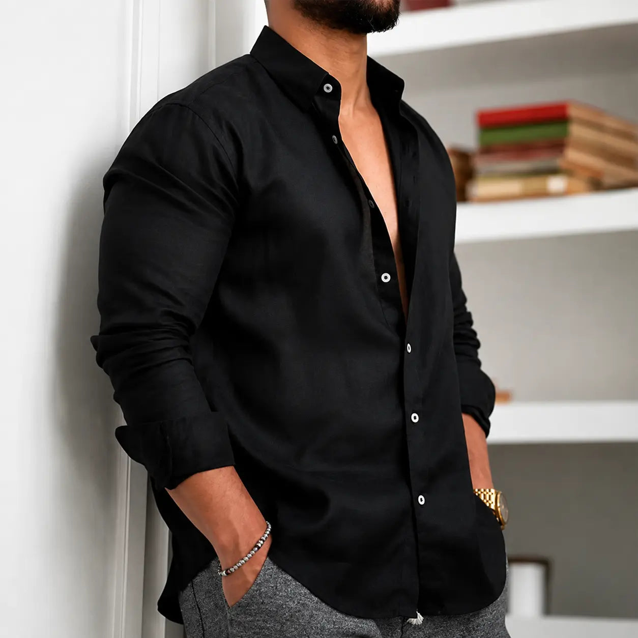 (PAGUE 1 LEVE 2) Camisa de Linho Premium Masculina + BRINDE
