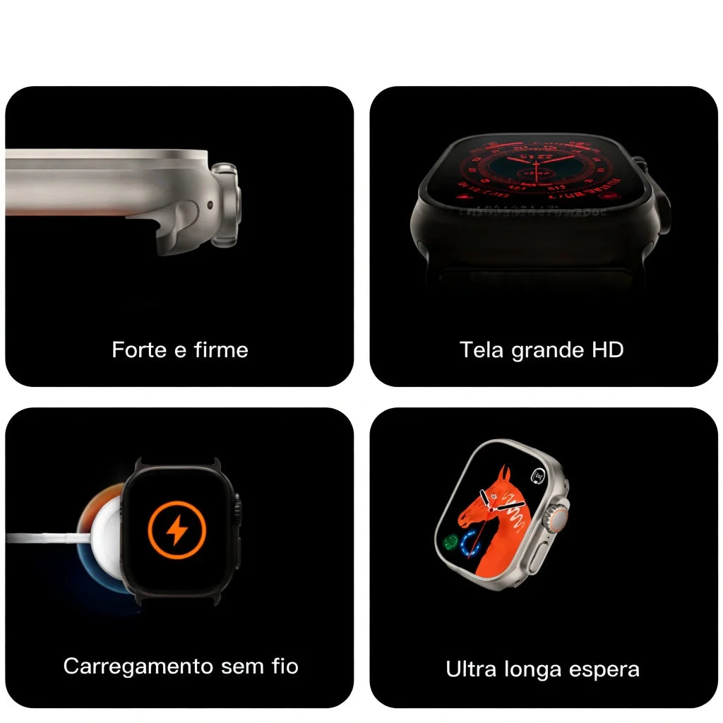 Relógio Inteligente T900 / S9 Ultra - 2.2" | Monitoramento de Saúde e Bluetooth