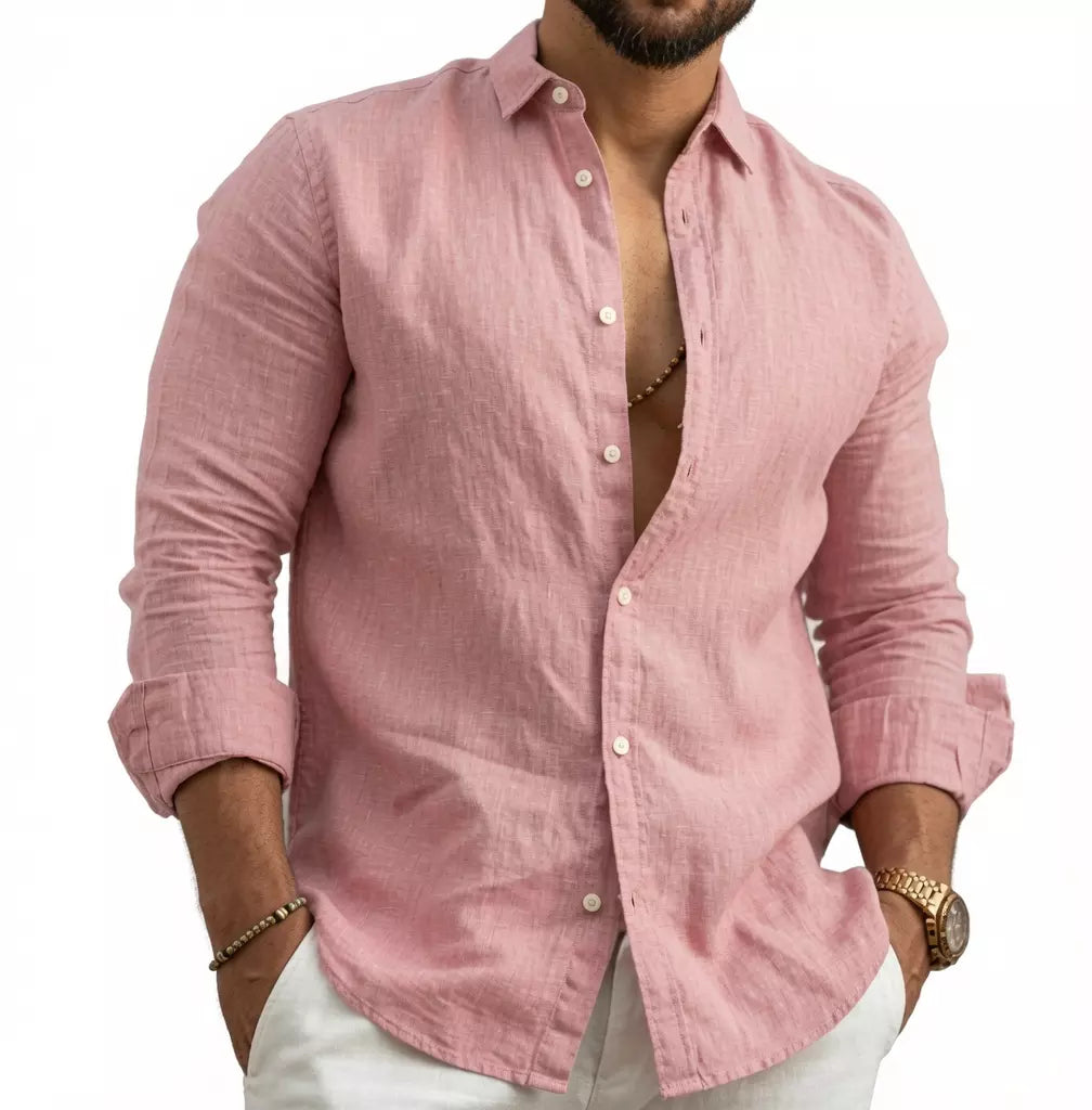 (PAGUE 1 LEVE 2) Camisa de Linho Premium Masculina + BRINDE