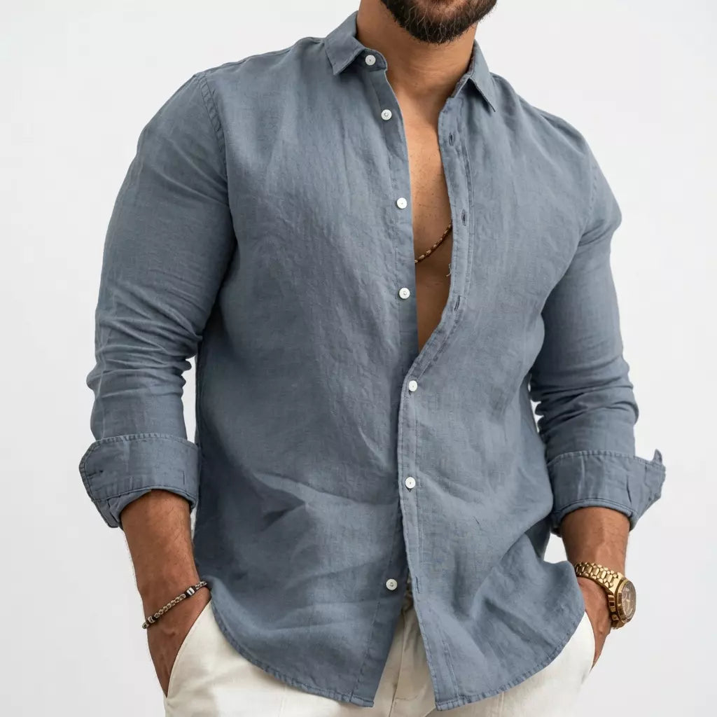(PAGUE 1 LEVE 2) Camisa de Linho Premium Masculina + BRINDE